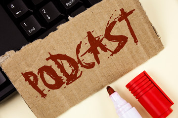 Text sign showing Podcast. Conceptual photo Online media transmission Multimedia entertainment...