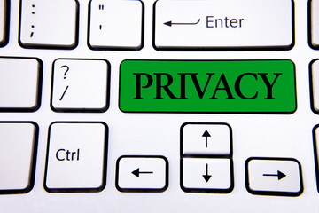 Handwriting text writing Privacy. Concept meaning Right to keep personal matters and information as...