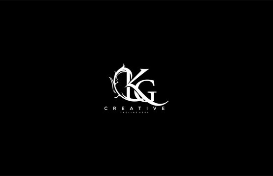 Initial Letter KG Linked Monogram Floral Modern Gothic Logotype