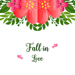 Letter fall in love, space for your text, with elegant card fall in love. Vector