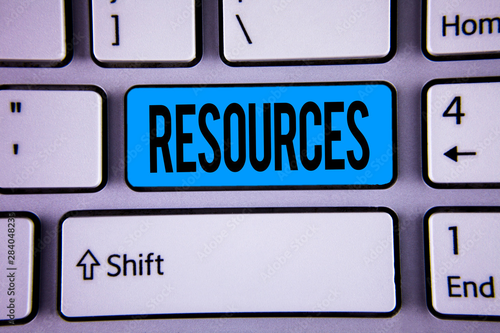 Poster conceptual hand writing showing resources. business photo showcasing money materials staff and other