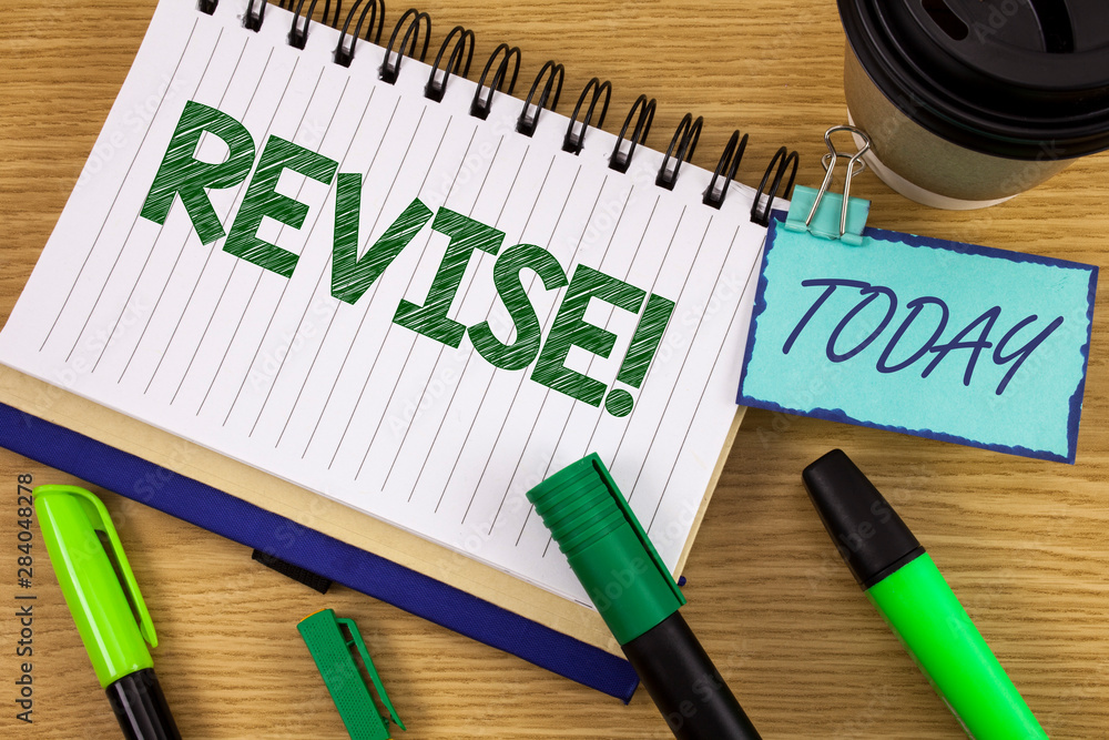 Poster writing note showing revise motivational call. business photo showcasing reconsider something to imp