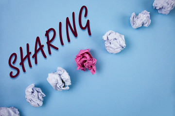 Handwriting text writing Sharing. Concept meaning To Share Give a portion of something to another...