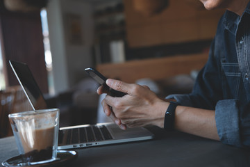 Working at coffee shop