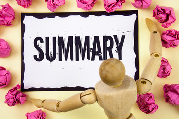 Handwriting text Summary. Concept meaning Brief Statement Abstract Synopsis Concise Abbreviated...