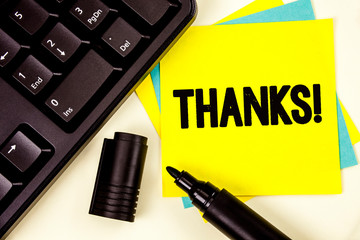 Writing note showing Thanks Motivational Call. Business photo showcasing Appreciation greeting...