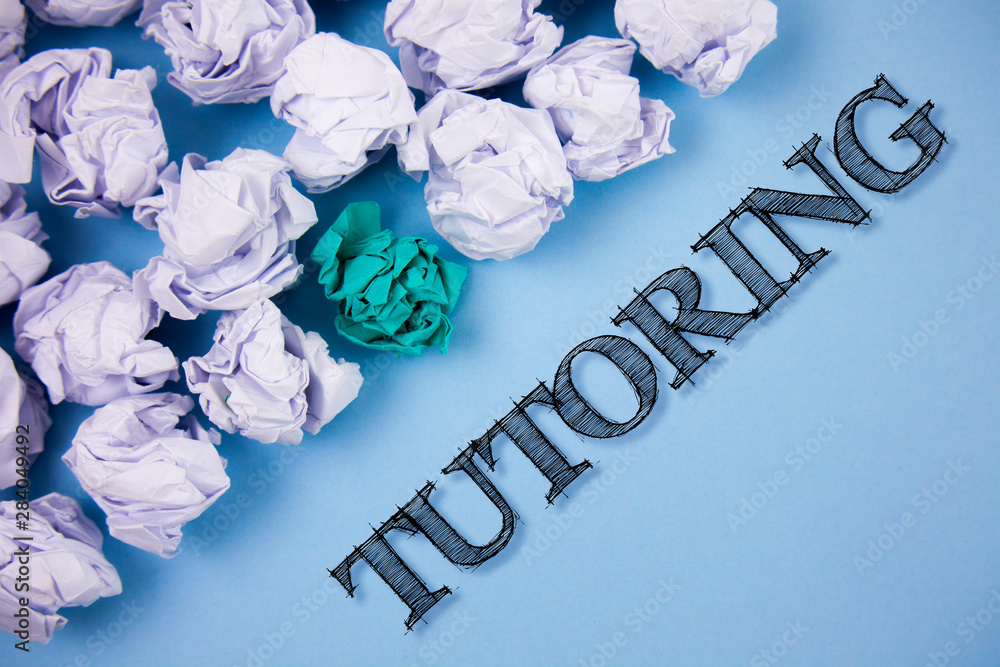 Aufkleber text sign showing tutoring. conceptual photo mentoring teaching instructing preparing supporting giv