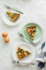 quiche with chiken, tomatoes and mushrooms