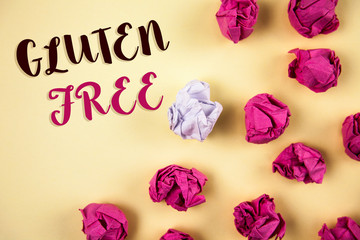 Conceptual hand writing showing Gluten Free. Business photo showcasing Diet with products not...