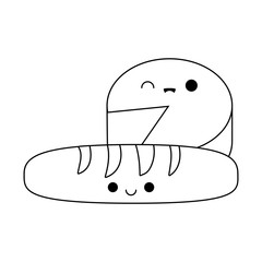 delicious cheese with french bread kawaii style