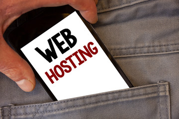 Text sign showing Web Hosting. Conceptual photo Server service that allows somebody to make website accessible