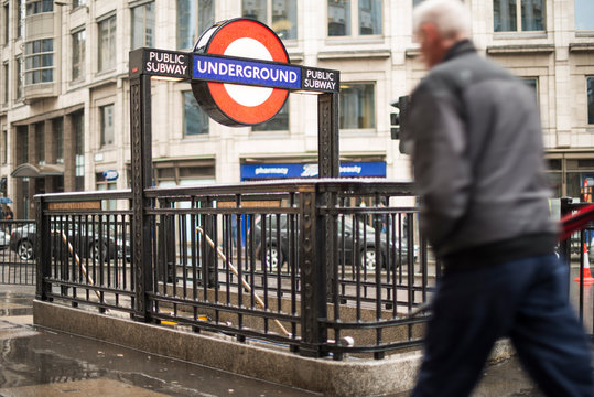 LONDON, ENGLAND UK - NOVEMBER 9, 2013: London underground station entrance