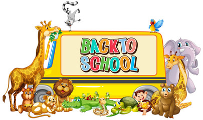 Back to school template with bus © GraphicsRF