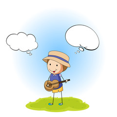 Boy with guitar speech bubbles