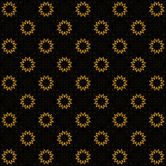 Golden black digital background decorative flowers