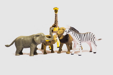Animals toys for babies isolated on white background
