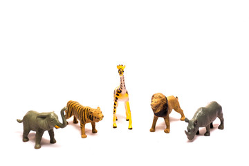 Kids animals toys isolated on white background