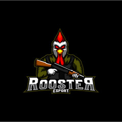 Rooster gaming logo, Army rooster vector © lemahijo