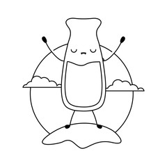 bottle of glass with drink kawaii style