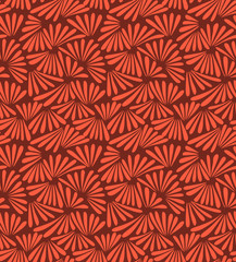 Fototapeta na wymiar Japanese Orange Leaf Fan Seamless Pattern