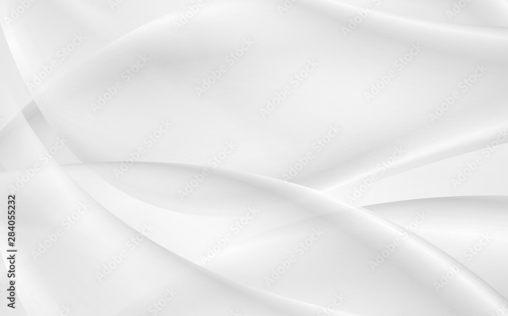 Wall mural Abstract grey liquid flowing elegant waves graphic design. Smooth white silk wavy background. Vector illustration