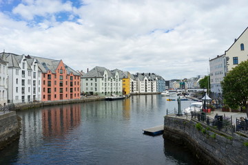 Yachts on the quay of Alesund, Norway