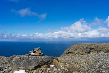 Majestic steep cliff view from the northcape, in northern Norway