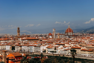 Fototapeta na wymiar Panoramic view from Piazza Michelangelo in Florence | FLORENCE, ITALY - 14 SEPTEMBER 2018.