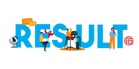 Result progress indicator of work. Concept of achieving vision target with team working together in company or organization.