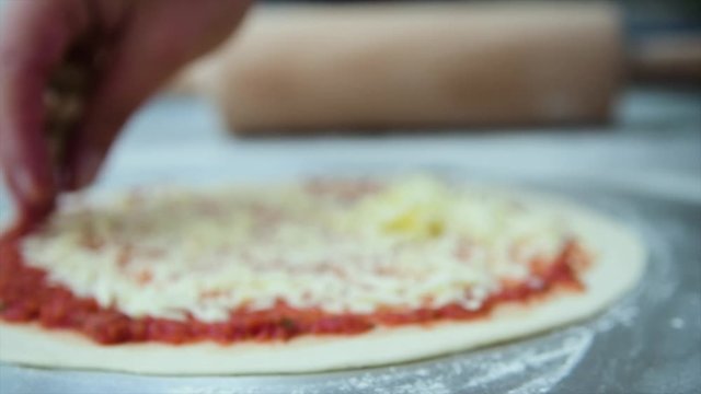Pizza Making Process in slow motion and normal shot