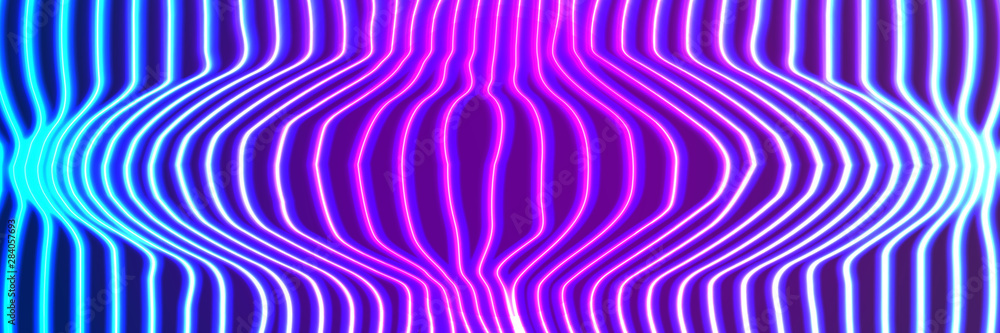Poster Neon lines background with glowing 80s new retro vaporwave or synthwave style