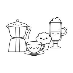 teapot with set of food kawaii style