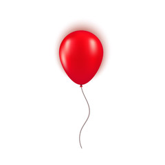 Realistic red balloon isolated on white background. Design element for Birthday party, grand opening or Black Friday Sale greeting card concept. Vector illustration