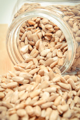 Sunflower seeds with glass jar. Healthy eating