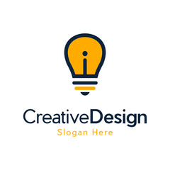 Light Bulb I Letter Logo, I letter with light bulb or idea icon. Vector design template elements