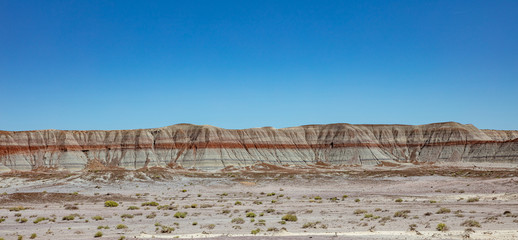 Painted desert panoramic view, Arizona, USA. Sunny spring day