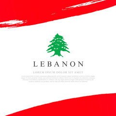 Lebanon flag. Brush strokes are drawn by hand. Independence Day. - obrazy, fototapety, plakaty