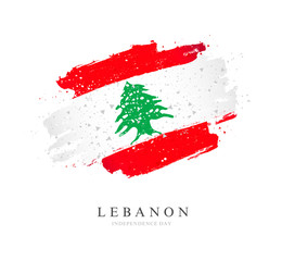 Lebanon flag. Vector illustration on a white background. - obrazy, fototapety, plakaty