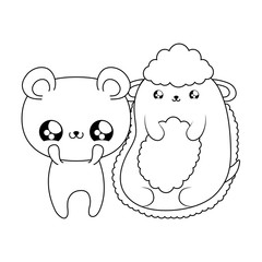 cute bear with sheep baby animals kawaii style
