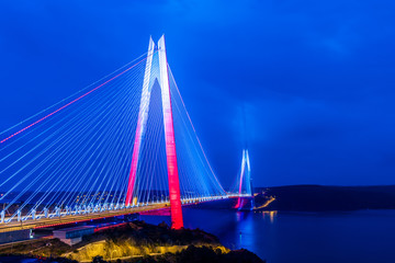 Yavuz Sultan Selim Bridge in Istanbul, Turkey. 3rd bridge of Istanbul Bosphorus. .