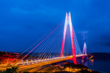 Fototapeta na wymiar Yavuz Sultan Selim Bridge in Istanbul, Turkey. 3rd bridge of Istanbul Bosphorus.