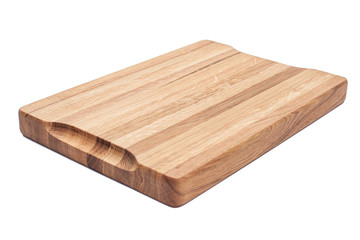 Wooden cutting board isolated on white background