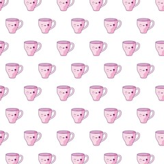 pattern of cute cups kawaii style