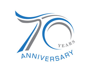 70th anniversary years with the element wave curved vector