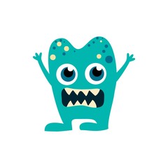 Cartoon flat monsters icon. Colorful kids toy cute monster. Vector