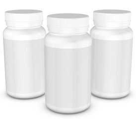 Realistic 3D bottle rendering mockup on white background.3D Rendering