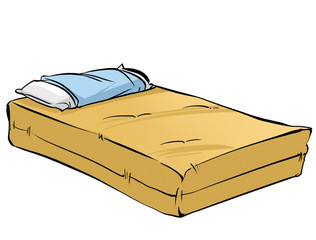 single bed and pillow