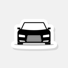 Obraz premium Car sticker icon. Front view. Simple black car sign with shadow