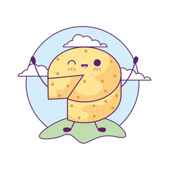 fresh and delicious cheese in landscape kawaii style