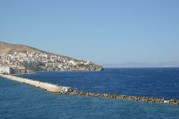 Fototapeta na wymiar Syros Island Photography from the sea Ermoupoli